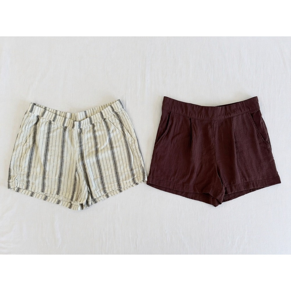 Women’s Striped Cream Shorts & Maroon Casual Shorts - Pack